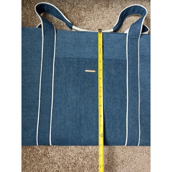 Draper James Chambray Savannah Large Duffle Bag blue white Coastal Resort Travel - Picture 14 of 16